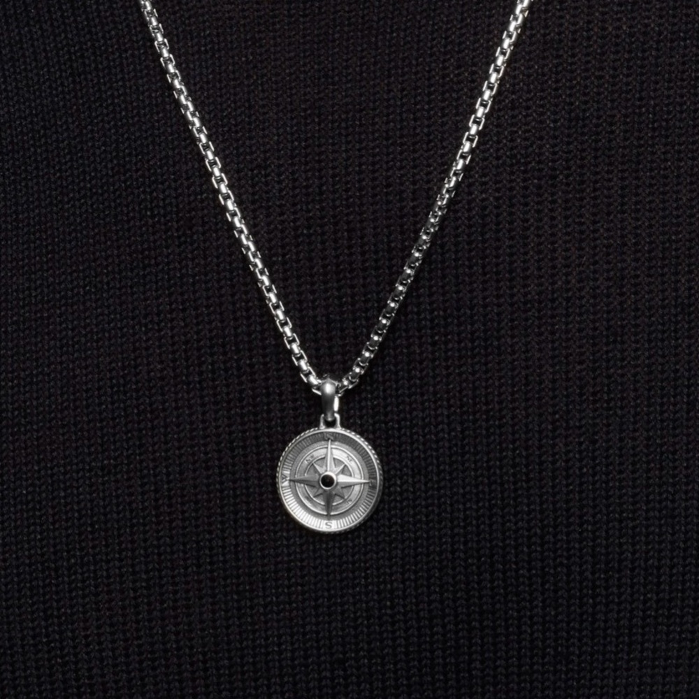 Authentic David Yurman Compass Pendant with Black Diamond center point.